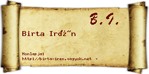Birta Irén névjegykártya