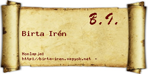 Birta Irén névjegykártya